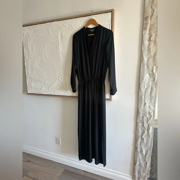 vince long sleeve tie waist dress Vince Long Sleeve Floor Length Maxi Dress with Tie Waist - Size Small